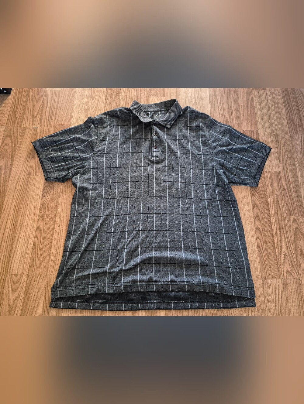 IZOD Golf Men's Gray Plaid Short-Sleeve Polo Shirt